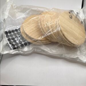 Unbranded Natural Wood Round Coasters - Pack of 16